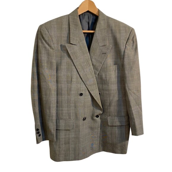 ROGATIS Brown Tweed Plaid Print Men's Vintage Suit Jacket Blazer Sz. S / M - Picture 4 of 12